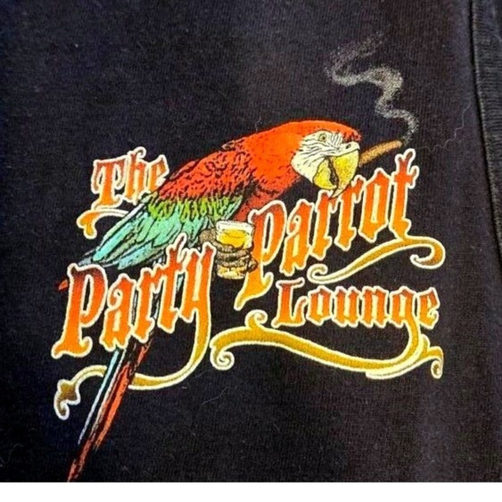 Newport Blue Graphic Tank Top Mens XL Black Party Parrot Lounge Tropical Macaw